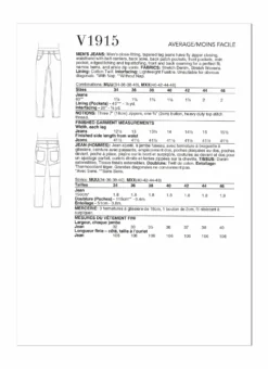 Vogue Pattern V1915 Men's Jeans -Sewing Supplies Store V1915 envelope back scaled
