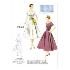 Vogue Pattern V9105 Misses' Dress And Sash