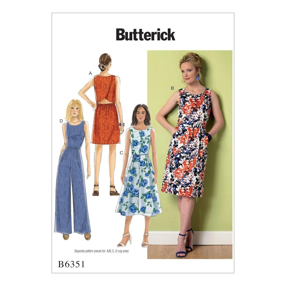 Butterick Pattern B6351 Misses' Open-Back, Tulip-Detail Dresses And Jumpsuit 3 Butterick Pattern B6351 Misses' Open-Back, Tulip-Detail Dresses And Jumpsuit - Image 3
