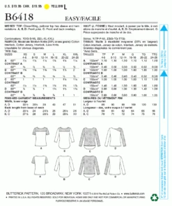 Butterick Pattern B6418 Misses' Knit, Lace-Detail Tops -Sewing Supplies Store b6418
