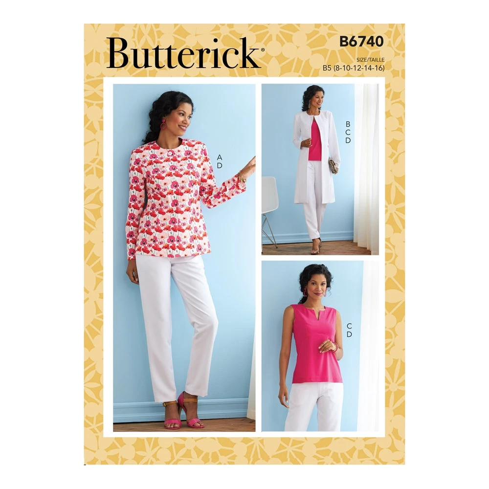 Butterick Pattern B6740 Misses' Jacket, Coat, Top & Pants 1 Butterick Pattern B6740 Misses' Jacket, Coat, Top & Pants