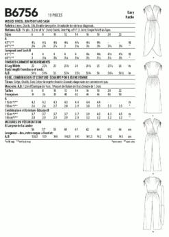 Butterick Pattern B6756 Misses' Dress, Jumpsuit And Sash 7 Butterick Pattern B6756 Misses' Dress, Jumpsuit And Sash -Sewing Supplies Store b6756 envelope back
