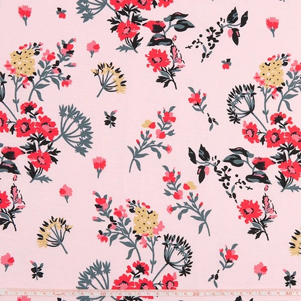 Bliss Sateen Fabric, Pink Blossom- Width 148cm 1 Bliss Sateen Fabric, Pink Blossom- Width 148cm