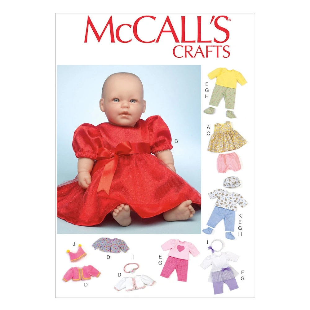 McCall's Pattern M7066 Clothes And Accessories For 11"-12" And 15"-16" Baby Dolls