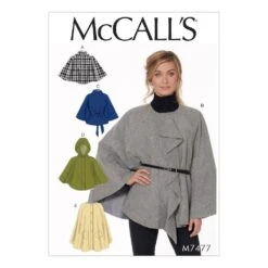 McCall's Pattern M7477 Misses' Hooded, Collared Or Collarless Capes