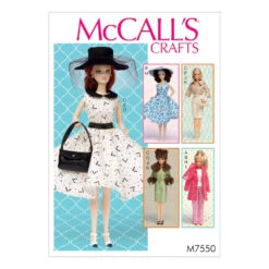 McCall's Pattern M7550 Retro-Style Clothes And Accessories For 11.5" Doll