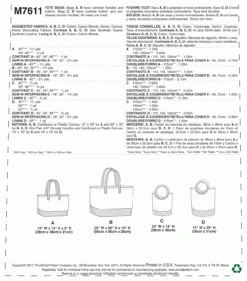 McCall's Pattern M7611 Misses' Lined Tote Bags With Contrast Variations 3 McCall's Pattern M7611 Misses' Lined Tote Bags With Contrast Variations -Sewing Supplies Store m7611 35a2f103 d054 48b7 be38 d1e2bd42f26e