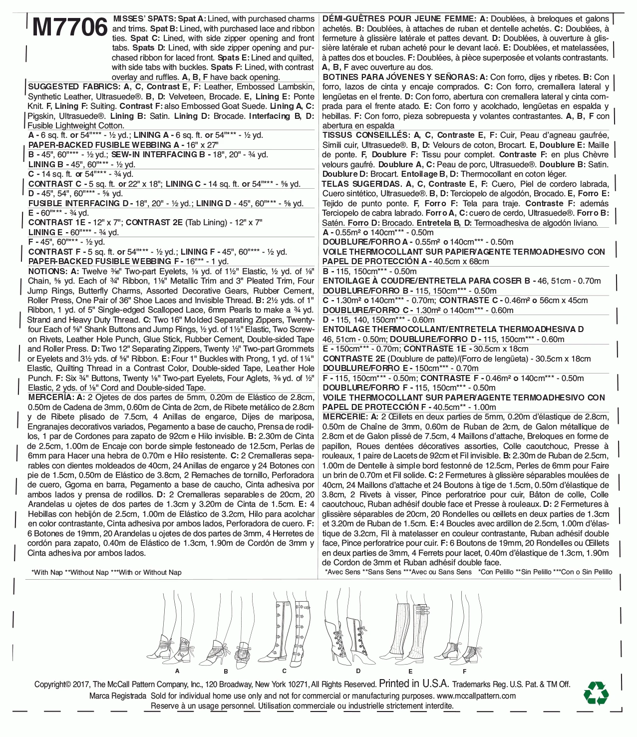 McCall's Pattern M7706 Misses' Spats 2 McCall's Pattern M7706 Misses' Spats - Image 2