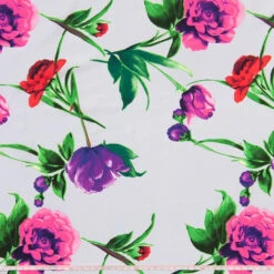Modal Crepe De Chine Fabric, Bold Floral- Width 145cm