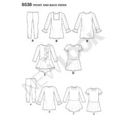 Newlook Pattern 6538 Child's Knit Leggings And Dresses -Sewing Supplies Store newlook dress leggings pattern 6538 front back view 58f50f67 d0cb 45b8 92b9 5f2374edb887