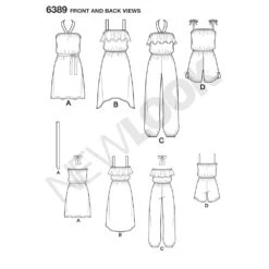 Newlook Pattern 6389 Girls' Easy Jumpsuit, Romper And Dresses -Sewing Supplies Store newlook girls pattern 6389 front back view