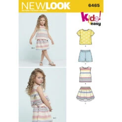 Newlook Pattern 6465 Child's Easy Top, Skirt And Shorts -Sewing Supplies Store newlook girls pattern 6465 envelope front