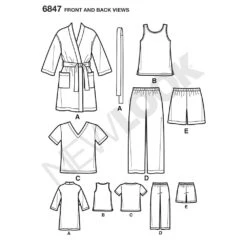 Newlook Pattern 6847 Child Robe, Pajama Pants Or Shorts And Knit Tops -Sewing Supplies Store newlook girls pattern 6847 front back view 418fe9c8 73c3 4c9c ba8b 57b3050c3bfb