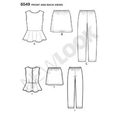 Newlook Pattern 6549 Girls' Top, Skirt And Pants -Sewing Supplies Store newlook girls peplum 2pc dress pattern 6549 front back view 4588bbb3 3258 46df b39c 251986be2480