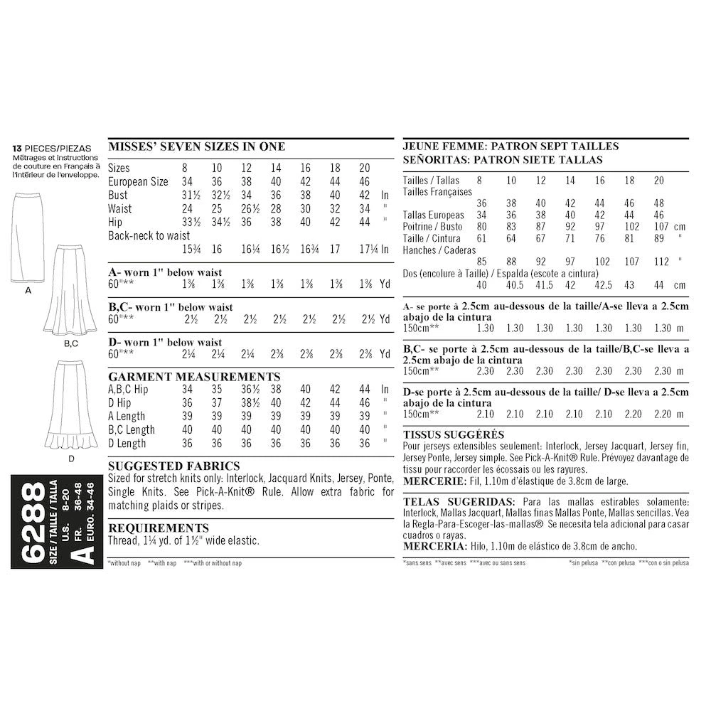 Newlook Pattern 6288 Misses' Pull On Knit Skirts 5 Newlook Pattern 6288 Misses' Pull On Knit Skirts - Image 5
