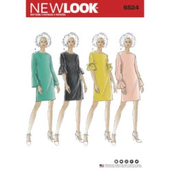 Newlook Pattern 6524 Women’s Dress With Sleeve Variations