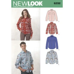 Newlook Pattern 6232 Misses' And Men's Button Down Shirt