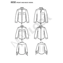 Newlook Pattern 6232 Misses' And Men's Button Down Shirt -Sewing Supplies Store newlook unisex scrubs pattern 6232 front back view 9e0b7184 72b7 4452 abbd 7f51b302ad68