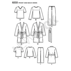 Newlook Pattern 6233 Unisex Pants, Robe And Knit Tops -Sewing Supplies Store newlook unisex scrubs pattern 6233 front back view feb34484 17aa 41f7 b485 2f553714fd14