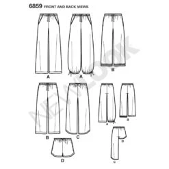 Newlook Pattern 6859 Misses, Men And Teens Pajama Pants And Shorts -Sewing Supplies Store newlook unisex scrubs pattern 6859 front back view 60cdc4f4 0900 4dfc 9ca4 c86994cd4351
