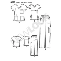 Newlook Pattern 6876 Unisex Scrub Top And Pants And Misses Scrub Top -Sewing Supplies Store newlook unisex scrubs pattern 6876 front back view ac64d9b4 c500 4f0b ab01 09a25f6e32ac