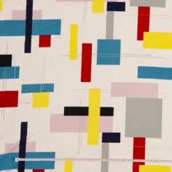 Printed Knit Fabric, Multi Colour On White- Width 148cm