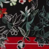 Printed Cocktail Satin Fabric, Black Red Border- Width 148cm