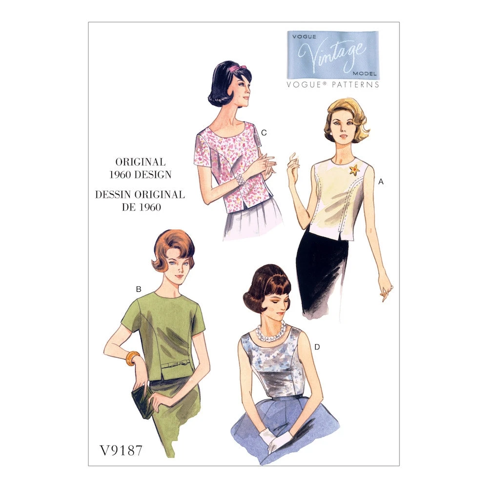 Vogue Pattern V9187 Misses' Jewel Or Scoop-Neck, Princess-Seam Tops 1 Vogue Pattern V9187 Misses' Jewel Or Scoop-Neck, Princess-Seam Tops