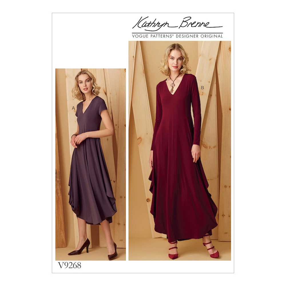 Vogue Pattern V9268 Misses' Knit, V-Neck, Draped Dresses 1 Vogue Pattern V9268 Misses' Knit, V-Neck, Draped Dresses